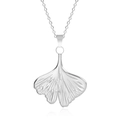 Collana con ciondolo a foglia di ginkgo in argento lucido in acciaio inossidabile - Collana Colore Argento con Pendente