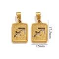 Rectangular 18K gold stainless steel Sagittarius zodiac pendant with sandblasted finish - Sagittarius