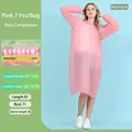 Pink portable disposable raincoat for teens with size charts and individual packing - Set / Peach Pink