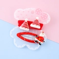 3-piece Christmas hair set with red Santa Claus clip and striped hat hair ties - Xmas Hat Santa Style (5#)