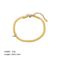 Detail of 4mm flat snake bone anklet in 18K gold plated stainless steel with dimensions - 4mm Width Style (YYA023008)