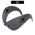 Y2K futuristic shield sunglasses in translucent grey with wrap-around frame design - Dark Grey
