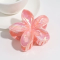 Pink iridescent flower hair claw clip with sweet gradient finish and translucent petals - Laser Orange