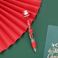 Kerst multi-kleur ballpen met Kerstman figuur en rode vloeibare glitter zandvulling - Nieuwe Stijl - Kerstman