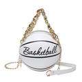 Modieuze witte basketbalvormige PU-leren crossbodytas met grove gouden ketting - Wit