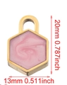 Pink marble hexagon lock pendant in gold plating, DIY jewelry component, 20x13mm size - Hexagon-Pink