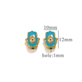 Μπλε σμάλτο χέρι Χάμσα χάντρα 10x12mm χρυσό φινίρισμα με τρύπα 1mm για DIY κοσμήματα - Χέρι-Μπλε