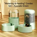 Pet feeder and water dispenser set in avocado green for cats and dogs - Waterer + Feeder Combo / Avocado Green