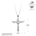 Dimensioni dettagliate della collana croce cuore alato in argento S925 con zirconi 5A - Argento Sterling 925/Zirconia / Argento (Placcato Oro Bianco)