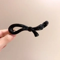 Elegant black bow-shaped banana hair clip made of polished resin for high ponytails - Bow / Black