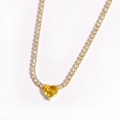 Elegante goldene Halskette mit funkelndem gelbem Herz-Edelstein und Zirkonia-Besatz - Gold Gelb Zirkonia Herz