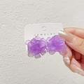 Elegant purple frosted flower stud earrings with 925 silver needle on a jewelry card - Light Purple