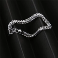 Pulsera de cadena de eslabones de acero inoxidable plateado pulido para hombre y mujer - Color Acero