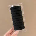Set of black high-elastic hair ties in a clear display box for high ponytail styling - 10 Pieces in Box / 1# Black Ribbed