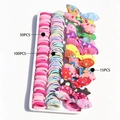 50-piece pink elastic hair ties and 100-piece colorful hair bands set for girls - C86 (165-Piece OPP Set No Box)