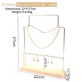 Golden metal jewelry stand with wood base for earring and necklace display 22x27cm - Necklace Stand Combo - Large