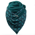 Thick dark green scarf featuring a floral pattern and stylish leather buckle detail - 150*75cm / Dark Green Flower (Image 32)