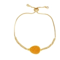 Adjustable gold-plated box chain bracelet with orange druzy teardrop stone - Yellow