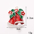 Detail of Christmas bell charm with dimensions 3.2cm by 3cm and weight 13g on white background - D2053 Christmas Bell (Silver)