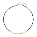 Böhmische schwarze Spinell-Halskette mit goldenen ovalen Steinen und Karabinerverschluss - Schwarzer Spinell Halskette (XL-538J-1)