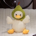 Schattige eend pluche knuffel met groene peerhoed en sjaal in zachte crèmekleurige sherpa - 30cm / Peer Verkleed Eend (Eend Stijl)