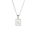 Silver stainless steel necklace with rectangular pendant featuring engraved letter Q - Letter Q
