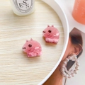 Set of pink pig cartoon hair claws with marble acrylic texture for girls - Piggy (Pair)