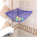 Purple triangular mesh bathroom toy organizer with three suction cups for corner storage - Blue Triangle Bag