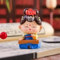 Blue and yellow Hanfu figurine playing Guqin, traditional Chinese girl phone stand - 1056-3A Playing Zither