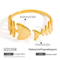 Waterproof gold plated stainless steel fish bone open ring for women jewelry - Fishbone Shape Style (JZ21558)