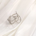 French vintage silver stainless steel ring with irregular hollow geometric pattern - Silver Tone Multi-Line Cross
