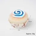 Modèle de cupcake artificiel en PU avec crème tourbillon bleue et design de journal - Bleu