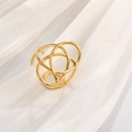 French vintage style irregular woven golden titanium steel open ring for couples - 18K Gold Plated Celtic Knot
