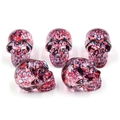 Set of five pink and red crystal skulls with crackle texture for Halloween decoration - No.3 (Pink Red Crackle)