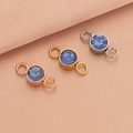Three-color stainless steel birthstone charms with blue gems for jewelry making - Light Blue (Silver Color)