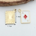 Golden Ace of Diamonds poker pendant with white enamel inlay for DIY jewelry making - Diamond Small【1.1CM×1.4CM】