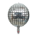 Spherical 4D silver laser disco foil balloon with metallic finish and retro checkered pattern - 15 Inch / Silver