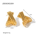 Three-pair set of 18K gold-plated stainless steel twisted hoop earrings, size 2cm - Gold X-Shape Cross Style (JDEW2401004)