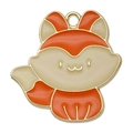 Cute fox pendant keychain charm with orange and beige enamel on high-quality metal base - 25x25mm Orange Little Fox (20288)