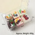 Lot de 6 mini cupcakes réalistes en mousse PU dans une boîte cadeau transparente - Boîte de Gâteaux Mousse Carrés (XMB-43)