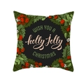 Detail of a Christmas pillowcase featuring holly berries and a holiday wish text - Holly Berry Wreath Wishes - Black/Pink