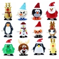 12-piece Christmas wind-up toy set featuring Santa, reindeer, penguin and snowman figures - Christmas Wind Up 12pcs Set C