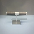 Gray velvet jewelry T-bar display stand with silver metal base for bracelet storage - Bracelet Holder (Grey)