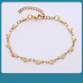 Adjustable golden heart link bracelet featuring radiating engraved floral textures - Horizontal Heart (Textured)