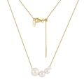 Elegant S925 sterling silver gold necklace with four gradient white pearls on white background - Gold Gradient Size Pearl(GPN56-14K)