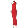 Elegantes rotes ärmelloses Bodycon-Maxikleid mit rückenfreiem Neckholder-Design - S / Rot