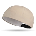 Beige quick-dry docker cap with white contrast stitching and adjustable back strap - Adjustable / Khaki