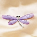 Exquisite purple resin dragonfly brooch with sparkling rhinestones on champagne silk fabric - Light Violet