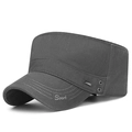 Berretto militare grigio scuro in tela con distintivo JEANS in metallo e ricamo Sport - Grigio