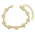 Bracelet doré à ailes de cœur serti de zircons avec fermoir mousqueton ajustable - Cœur d'Ailes